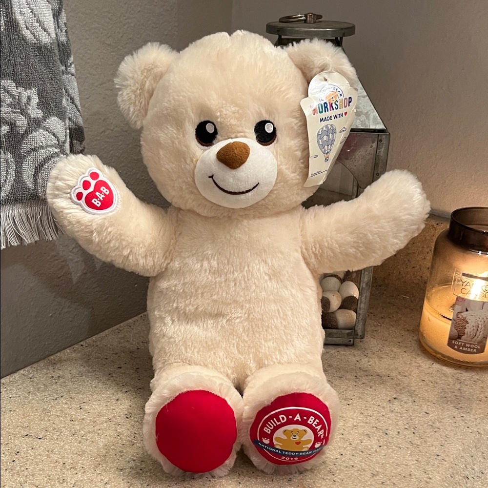 Build-A-Bear Cream Teddy with Red Paws